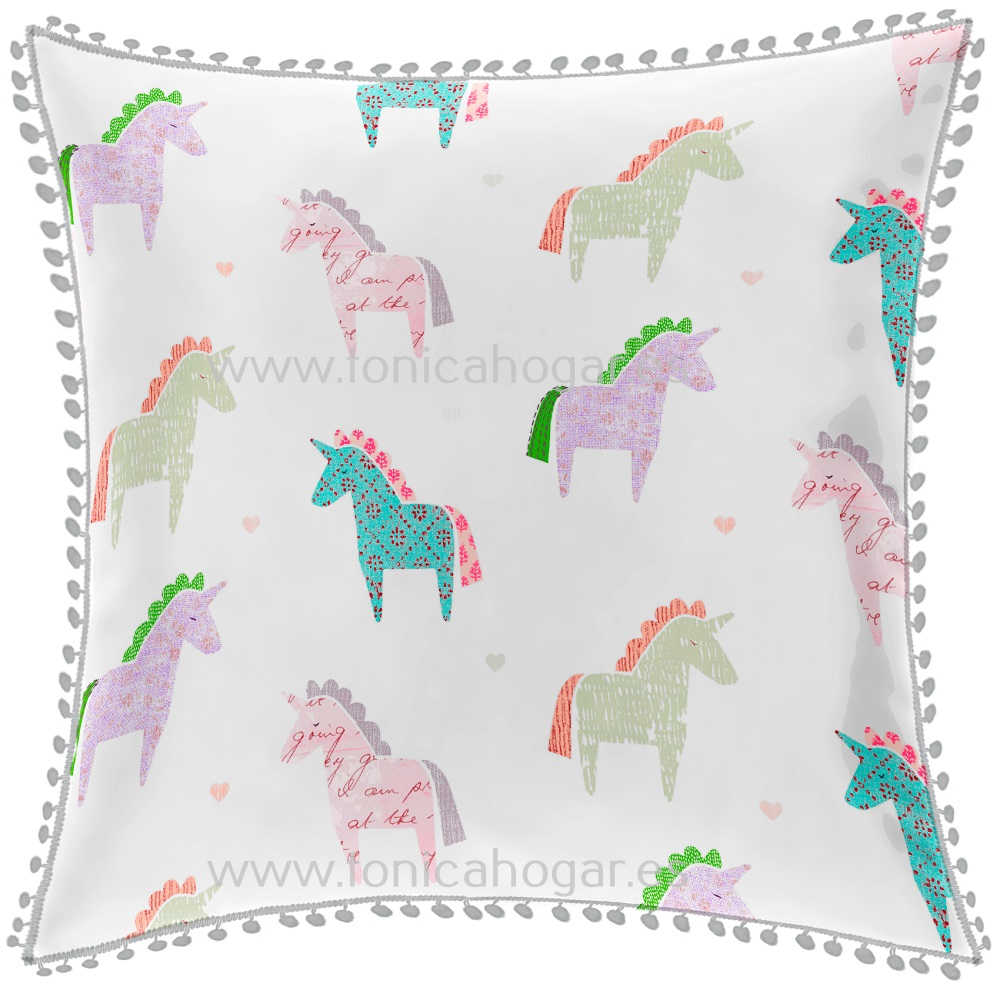 Saco Nórdico 4 Piezas Unicorn con Relleno by Cañete Medidas Cama 80 cm  Color Aguamarina