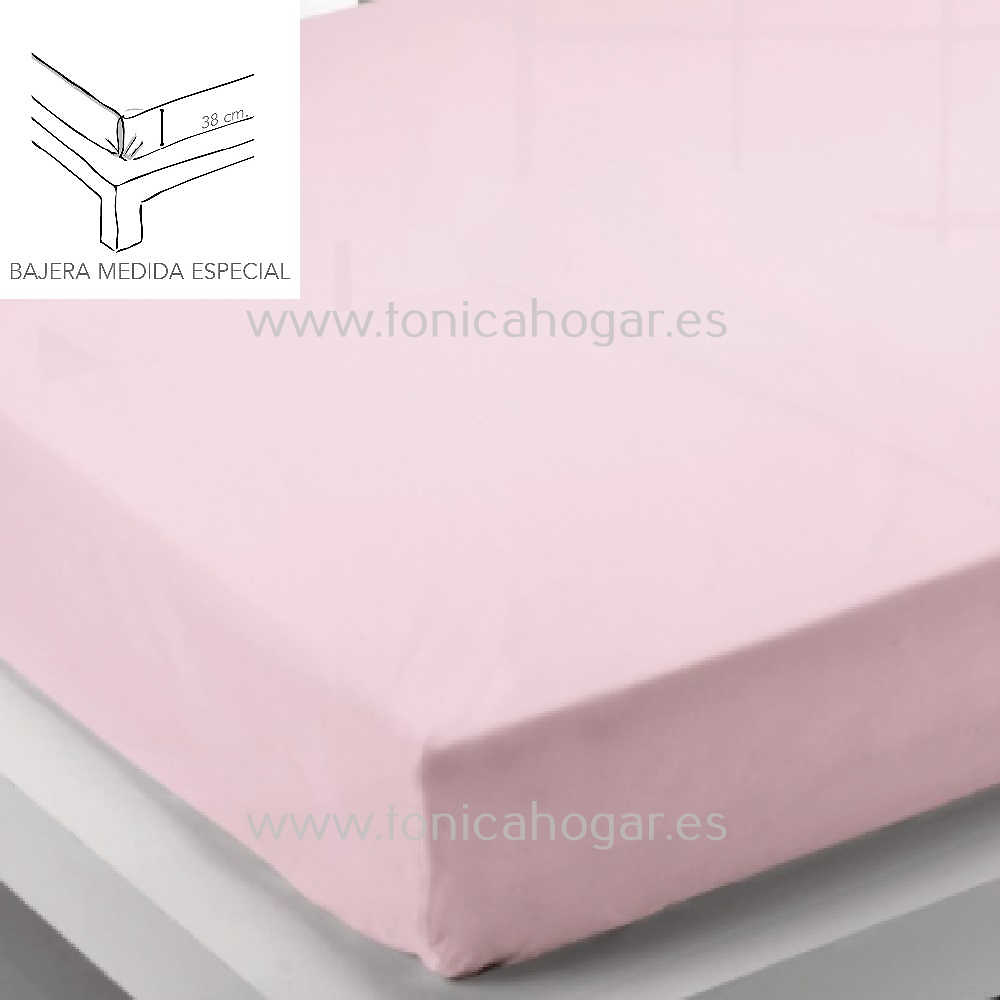 Sábana bajera ajustable lisa Rosa cama 160 cm - 160x190/200 cm, 100%  algodón.