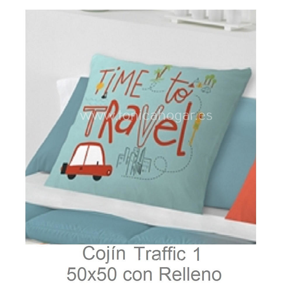 Cojín Traffic Azul de Tejidos Jvr Azul Cojín 50x50 Azul Funda Cojín 50x50 