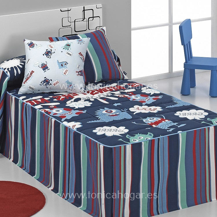 Colchas infantiles Monsters en color azul para cama de 80, 90 o 105