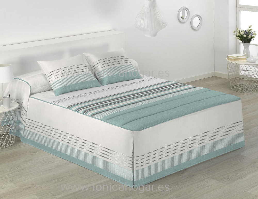 Colcha Edredón Niza Azul Turquesa de Tejidos JVR 