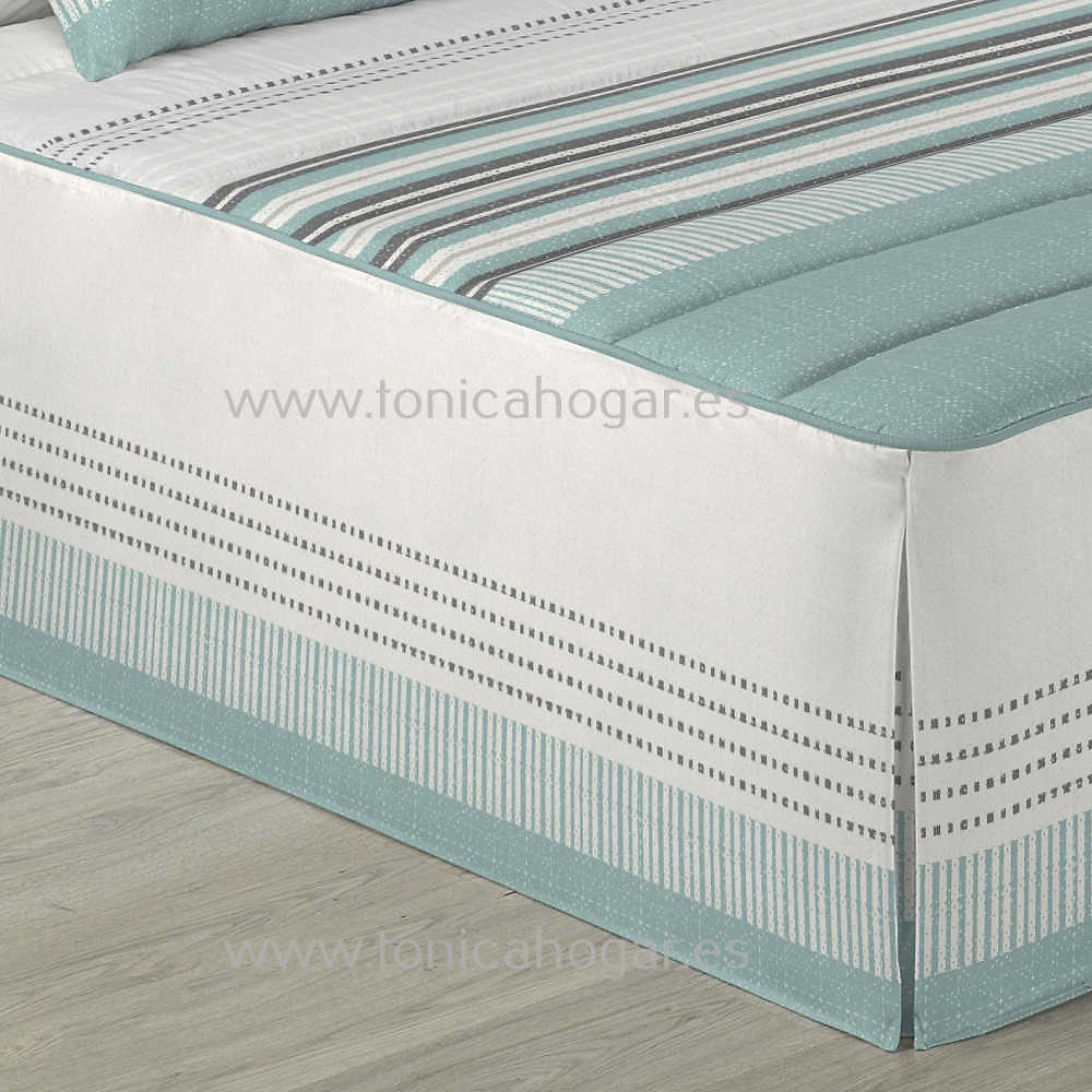 Detalle Colcha Edredón Niza Azul Turquesa de Tejidos JVR 