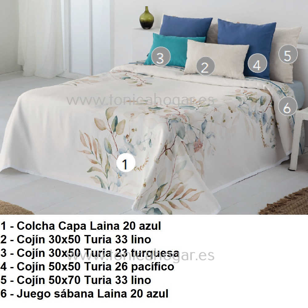 Artículos coordinados Colcha Laina Azul de Cañete 