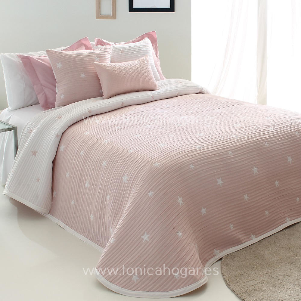 colcha reversible para cama de 90 dibujo infantil  105 rosa y blanca 