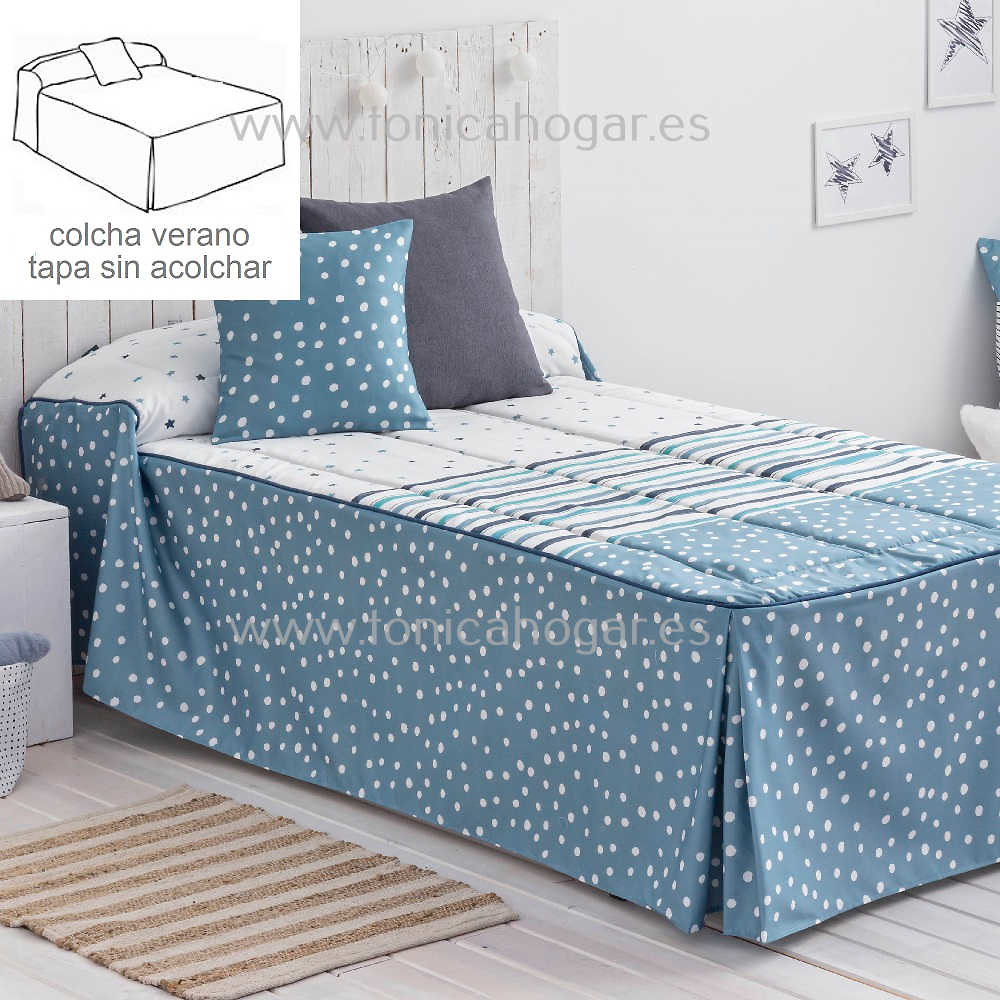 Colcha Verano Cenefas Azul de Confecciones Paula Azul 090 105 Azul 