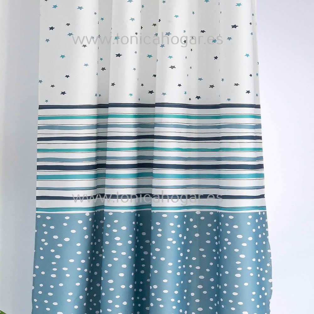 Detalle Tejido Colcha Verano Cenefas Azul de Confecciones Paula con Metraje Cenefas/MT C.3 Azul de Confecciones Paula 