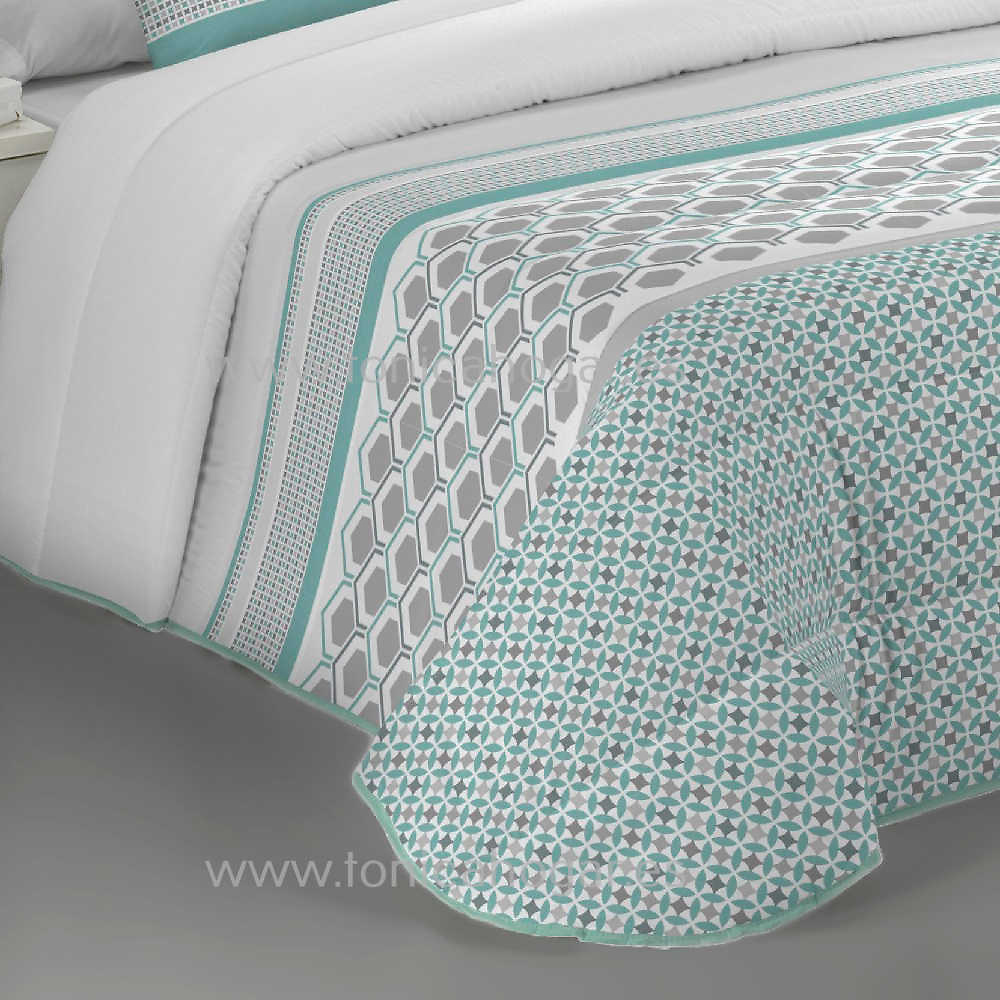 Detalle Conforter Nordico Haiti Azul Turquesa de Tejidos JVR 