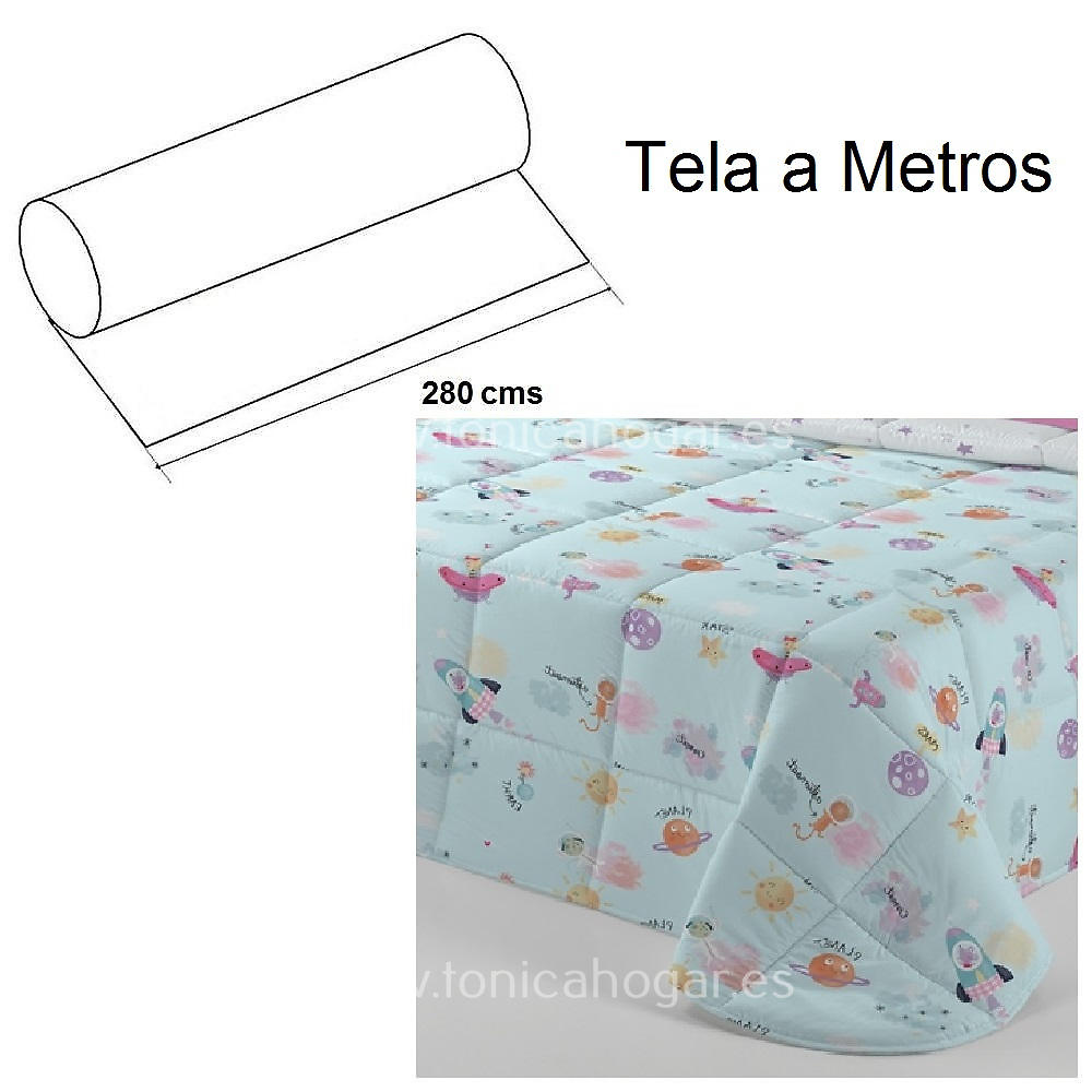 Detalle Tejido Conforter Planet Azul de Tejidos Jvr con Metraje Planet/100MT C.030 Celeste de Tejidos JVR 