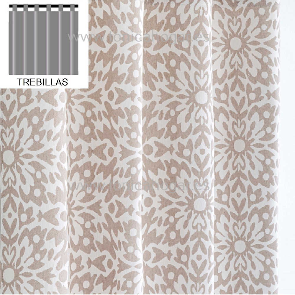 Cortina Confeccionada Belmonte Beig de Confecciones Paula Beig Cortina 150x260 Trebillas Cortina 200x260 Beig Trebillas 