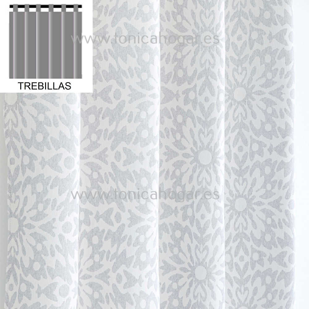 Cortina Confeccionada Belmonte Gris de Confecciones Paula Gris Cortina 150x260 Trebillas Gris Trebillas Cortina 200x260 