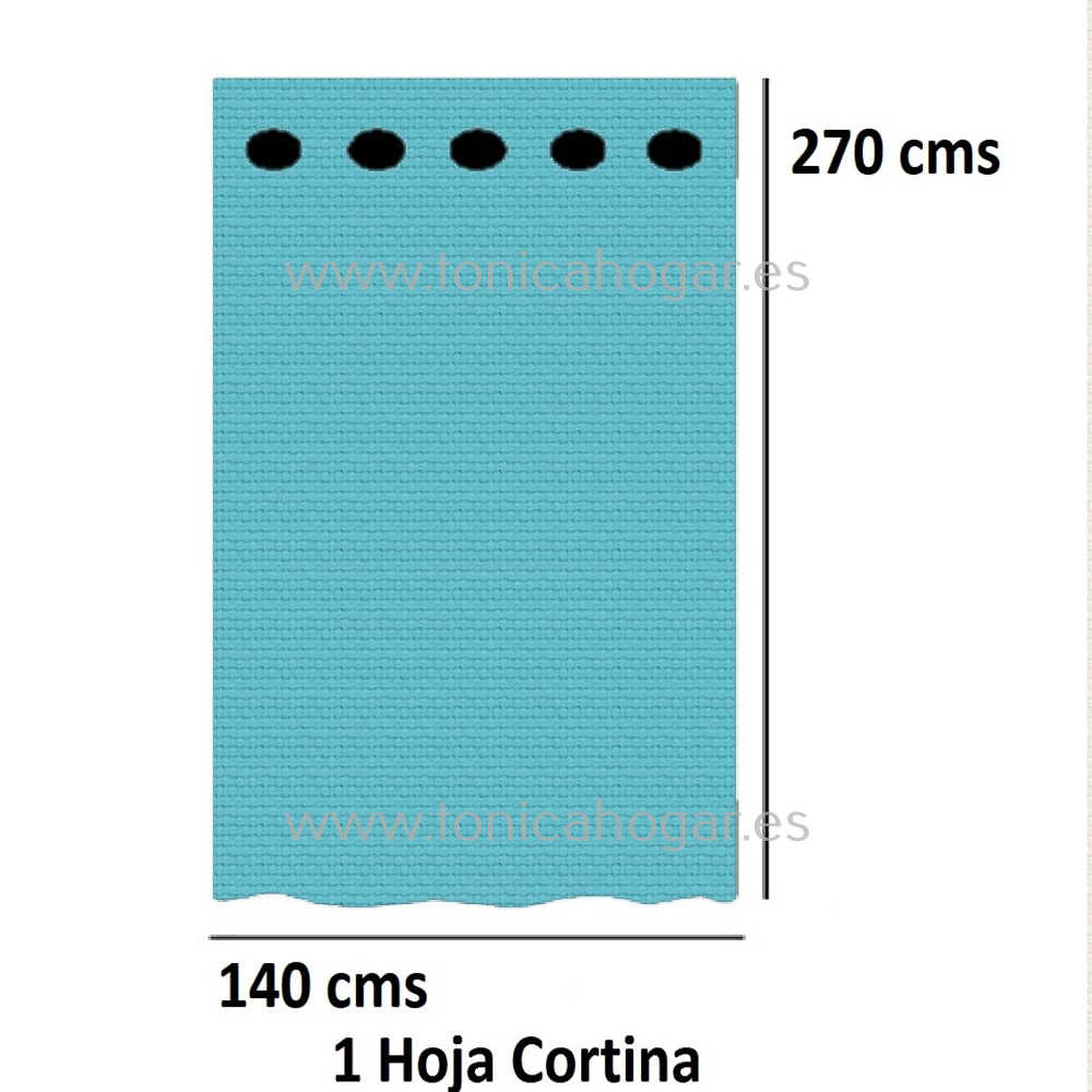 Cortina Confeccionada Calpe de Cañete C.23 Turquesa Cortina 140x270 