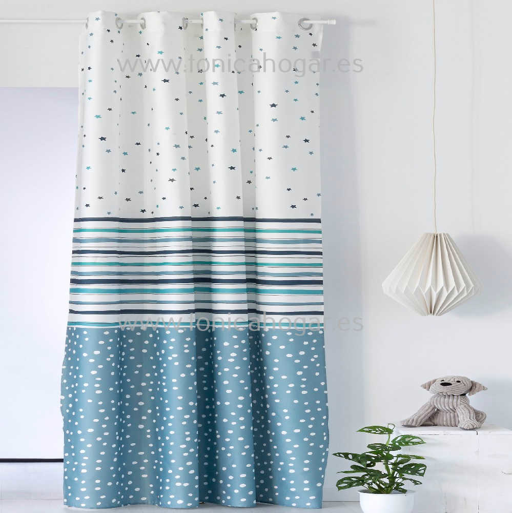 Cortina Confeccionada Cenefas Azul de Confecciones Paula Azul Cortina 150x260 Ollaos Cortina 200x260 Azul Ollaos 