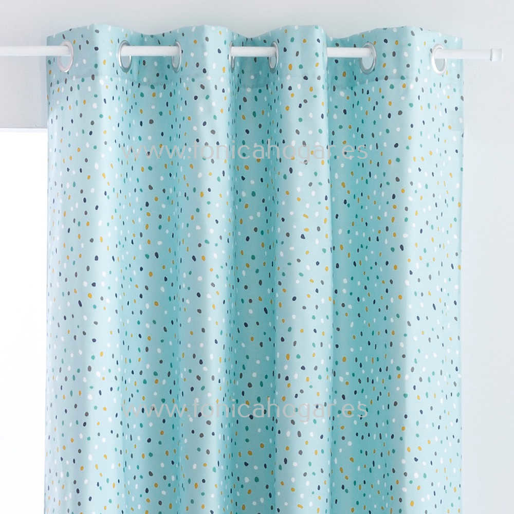 Cortina Confeccionada Confeti Turquesa de Sansa Turquesa Cortina 150x260 Ollaos Cortina 200x260 Ollaos Turquesa 