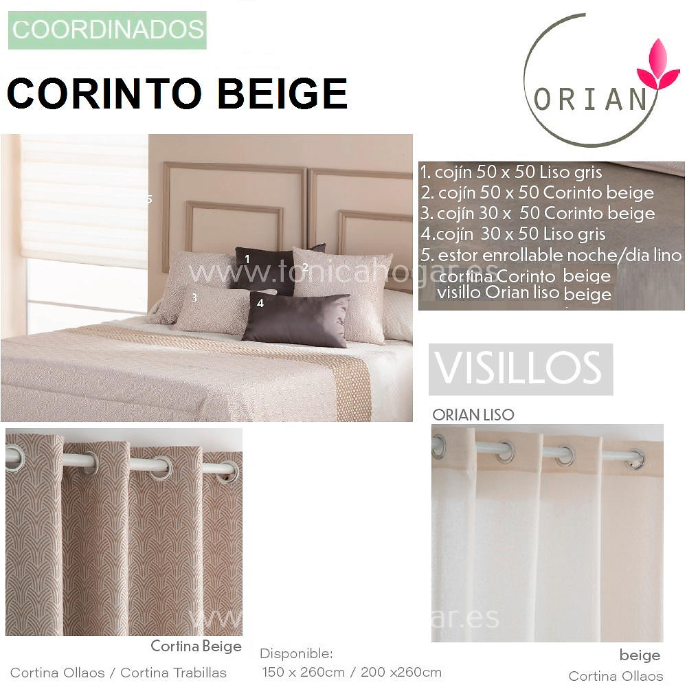 Artículos coordinados Cortina Confeccionada Corinto Beig de Orian 