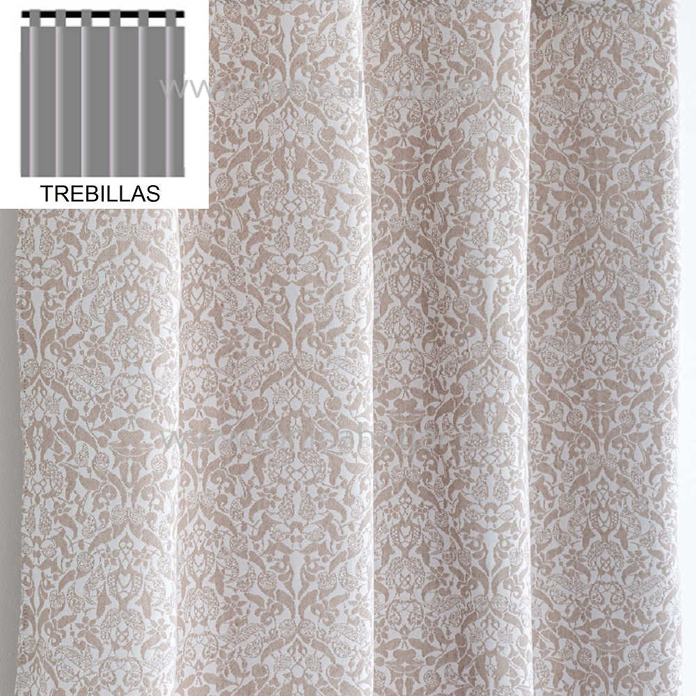Cortina Confeccionada Granada Beig de Confecciones Paula Beig Cortina 150x260 Trebillas Cortina 200x260 Beig Trebillas 