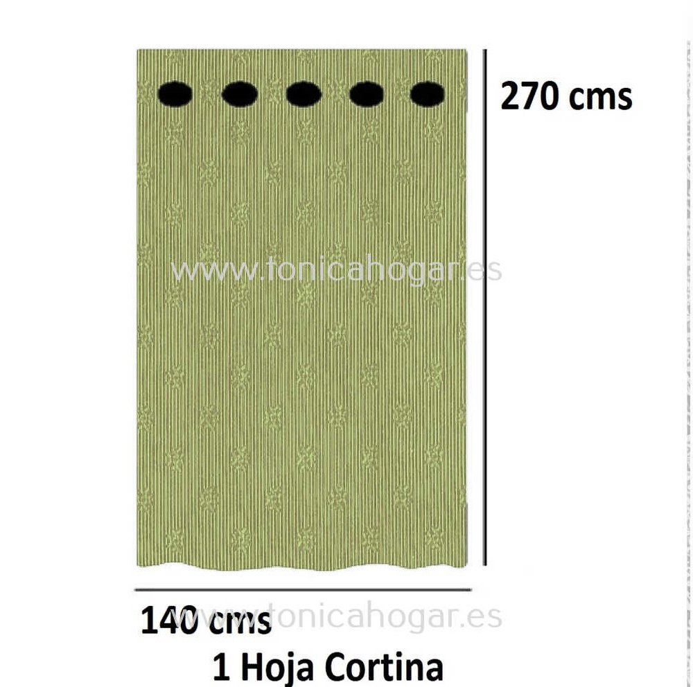 Cortina Confeccionada Lister de Reig Marti Verde Manzana Cortina 140x270 Ollaos 