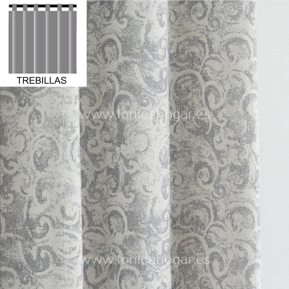 Cortina Confeccionada Managua Gris de Orian Plomo Cortina 150x260 Trebillas Plomo Trebillas Cortina 200x260 