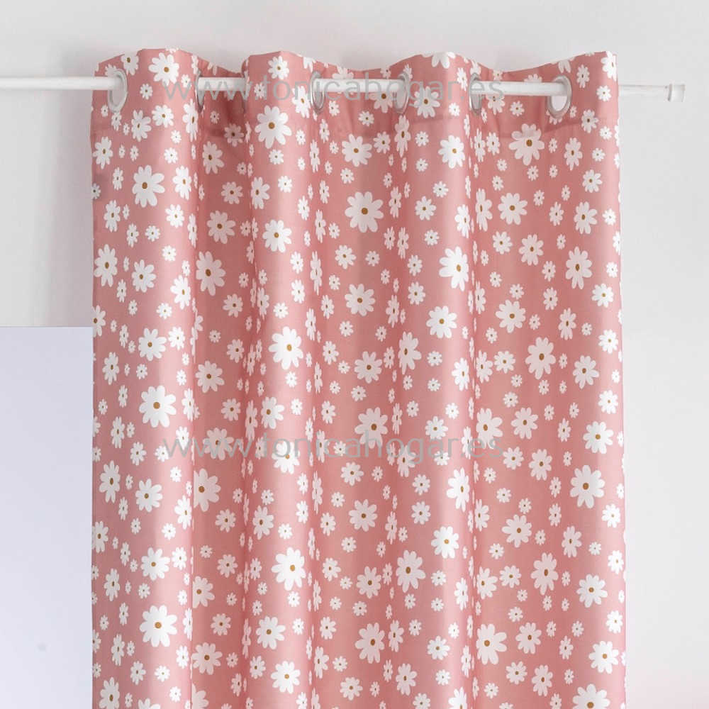 Cortina Confeccionada Margarita de Confecciones Paula Rosa Cortina 150x260 Ollaos Cortina 200x260 Ollaos Rosa 