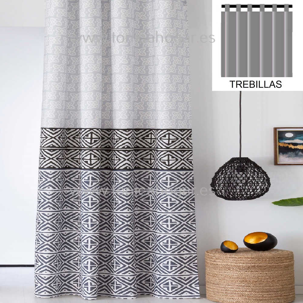 Cortina Confeccionada Mijas Azul de Confecciones Paula Azulón Cortina 150x260 Trebillas Cortina 200x260 Azulón Trebillas 