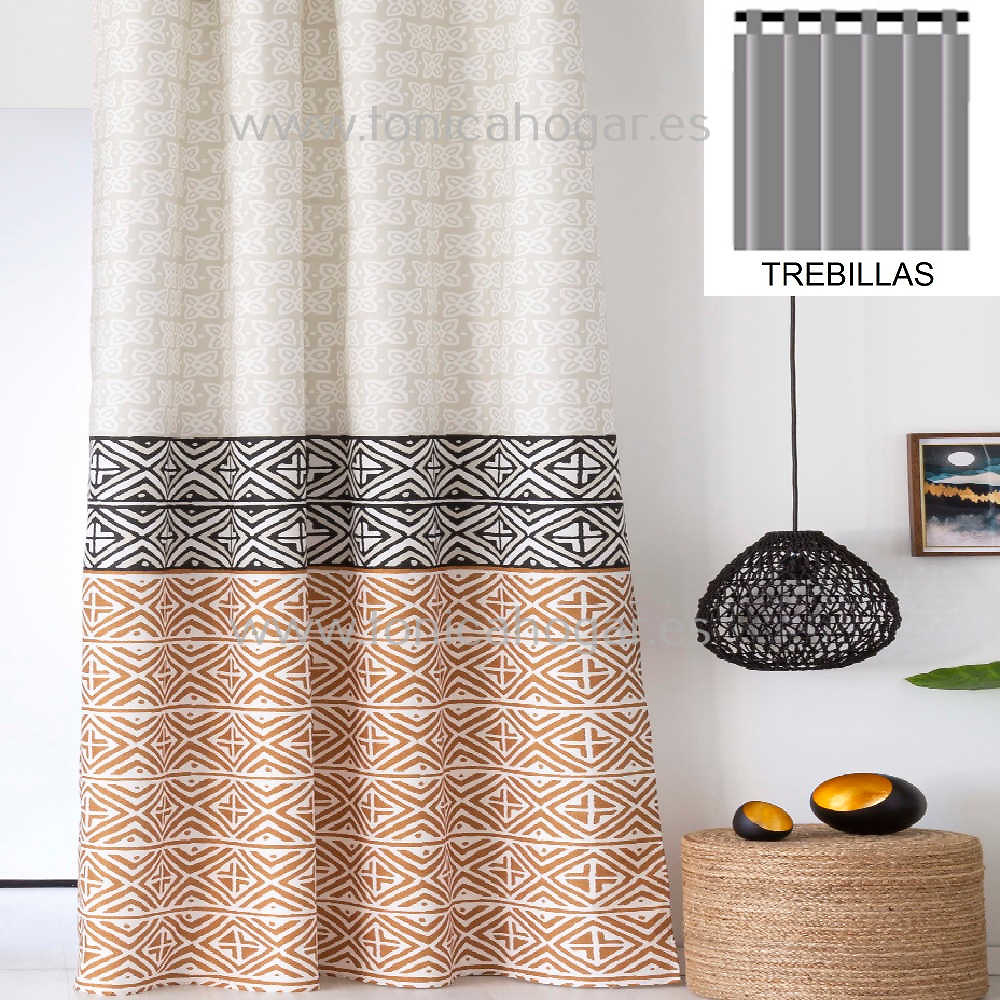Cortina Confeccionada Mijas Beig de Confecciones Paula Beig Cortina 150x260 Trebillas Cortina 200x260 Beig Trebillas 