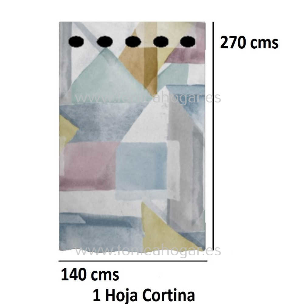 Cortina Confeccionada Ollados Caru Azul de Cañete Azul Cortina 140x270 Ollaos 