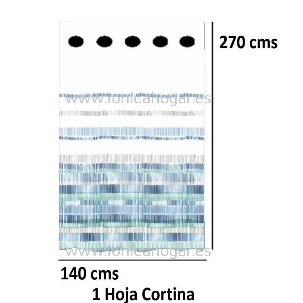 Cortina Confeccionada Ollados Mitchell Azul de Reig Marti Azul Cortina 140x270 Ollaos 