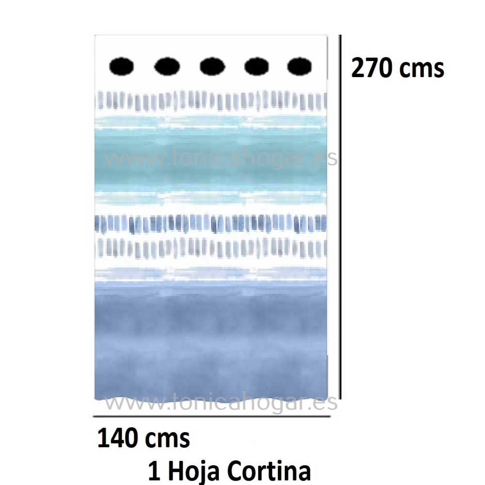 Cortina Confeccionada Ollados Nori Azul de Reig Marti Azul Cortina 140x270 Ollaos 