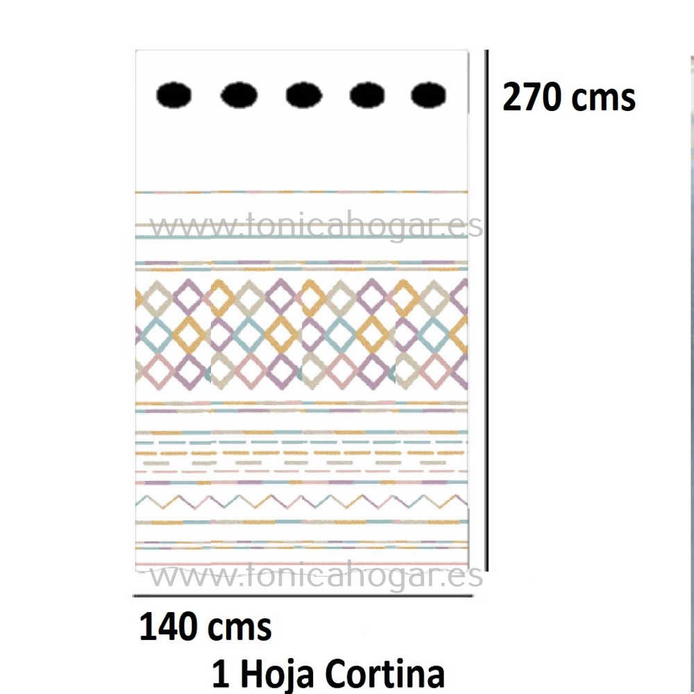 Cortina Confeccionada Ollados Task de Reig Marti Multicolor Cortina 140x270 Ollaos 