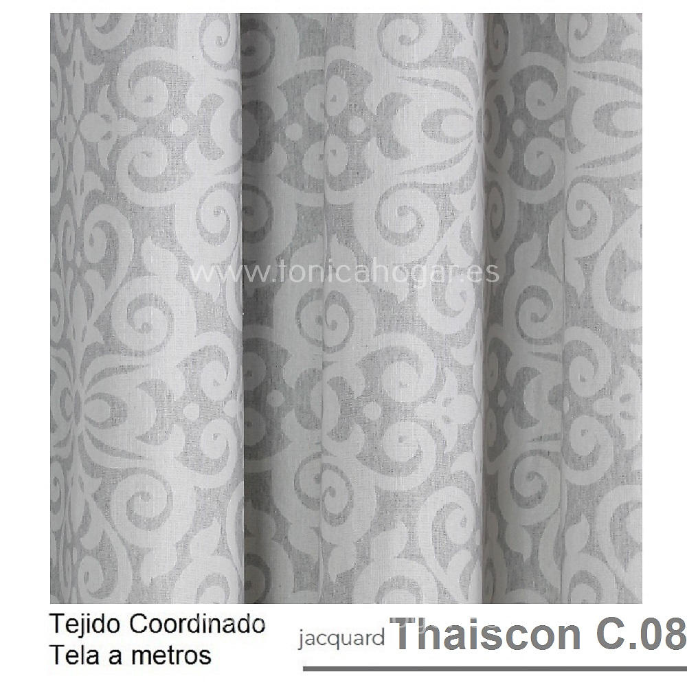 Detalle Tejido Cortina Confeccionada Thaiscon Gris Reig Marti con Metraje Thaiscon/MT C.08 Gris de Reig Marti 
