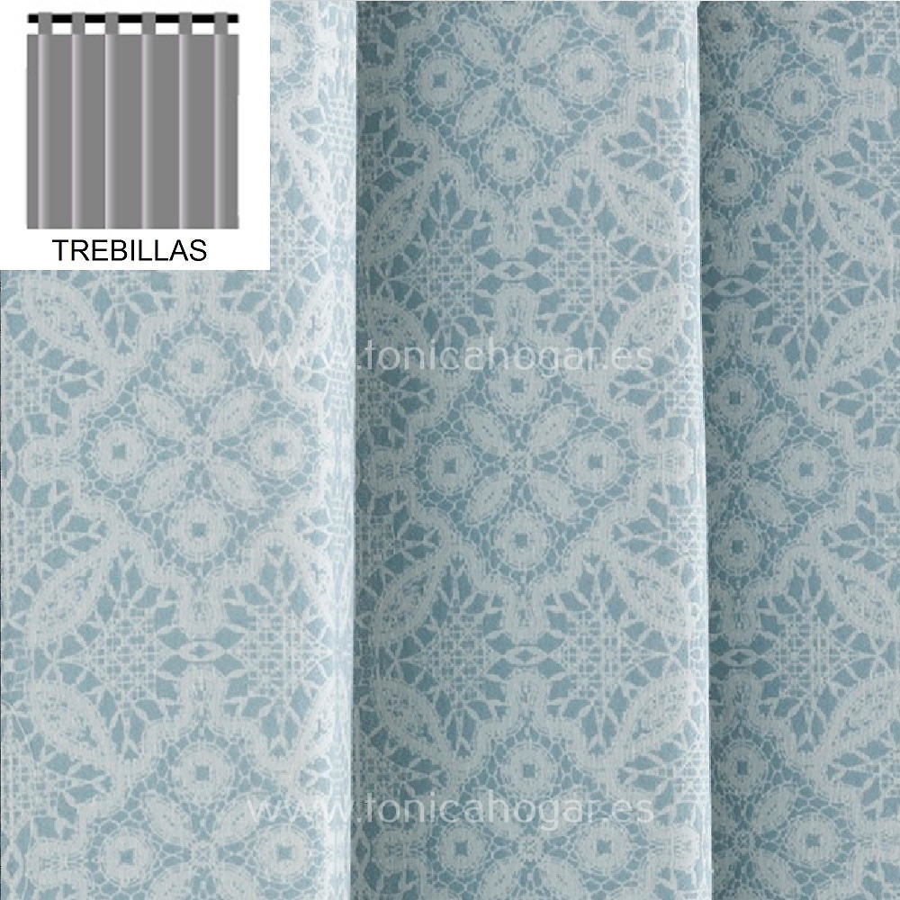 Cortina Confeccionada Tripoli Azul de Orian Celeste Cortina 150x260 Trebillas Cortina 200x260 Celeste Trebillas 