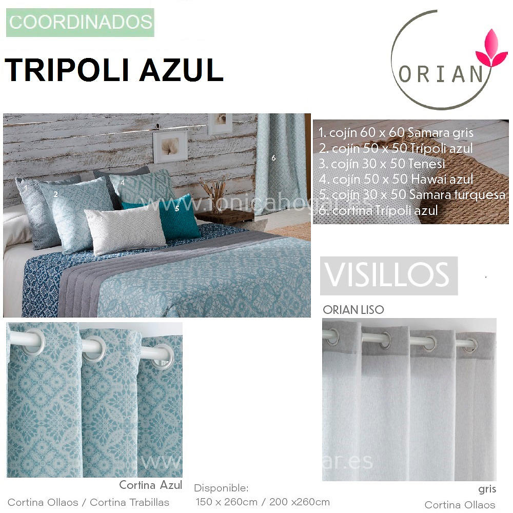 Artículos coordinados Cortina Confeccionada Tripoli Azul de Orian 
