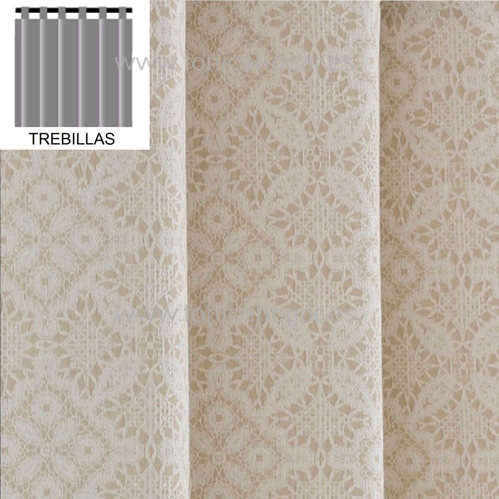 Cortina Confeccionada Tripoli Beig de Confecciones Paula Beig Cortina 150x260 Trebillas Beig Trebillas Cortina 200x260 