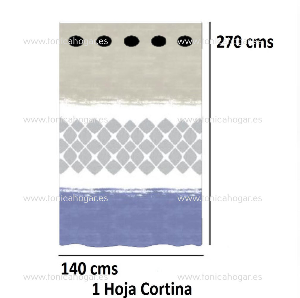 Cortina Confeccionada Unique Azul de Reig Marti Azul Cortina 140x270 Ollaos 