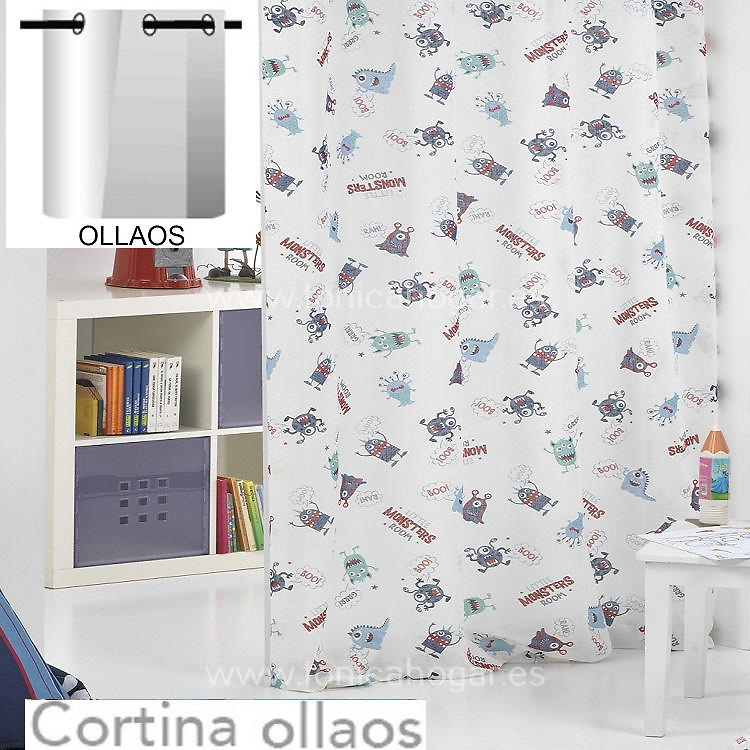 Cortina Monsters Visillo de Cañete Blanco Cortina 140x270 Ollaos 