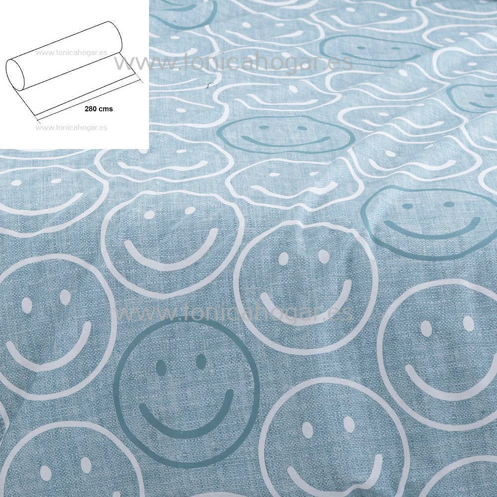 Detalle Forro Dúo Funda Nórdica Emoji Azul de Confecciones Paula con Metraje Emoji/MT C.3 Azul de Confecciones Paula 
