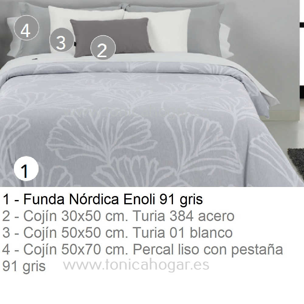 Artículos coordinados Dúo Funda Nórdica Enoli Gris de Cañete 
