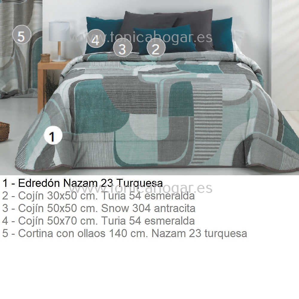Artículos coordinados Dúo Funda Nórdica Nazam Turquesa de Cañete 