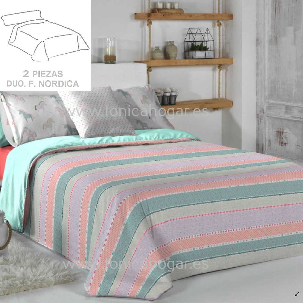 Duo Funda Nórdica Fantasy Stripe de Cañete Multicolor Dúo Funda Nórdica 090 150x220+50 Dúo Funda Nórdica 105 180x220+50 Multicolor 