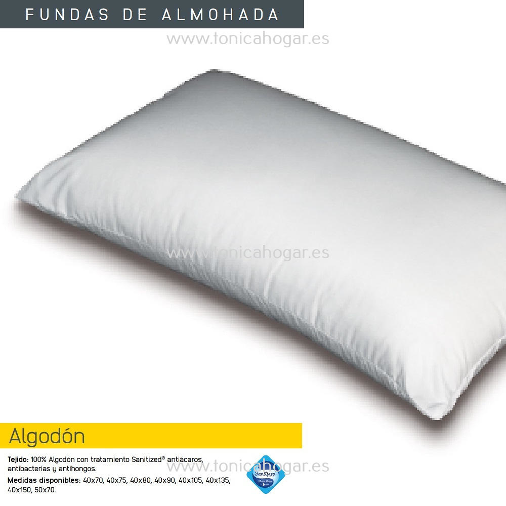 Funda Almohada Algodon de Mash Blanco 40x070 Blanco 40x075 Blanco 40x080 Blanco 40x090 Blanco 40x105 Blanco 40x135 Blanco 40x150 Blanco Funda Almohada 50x70 