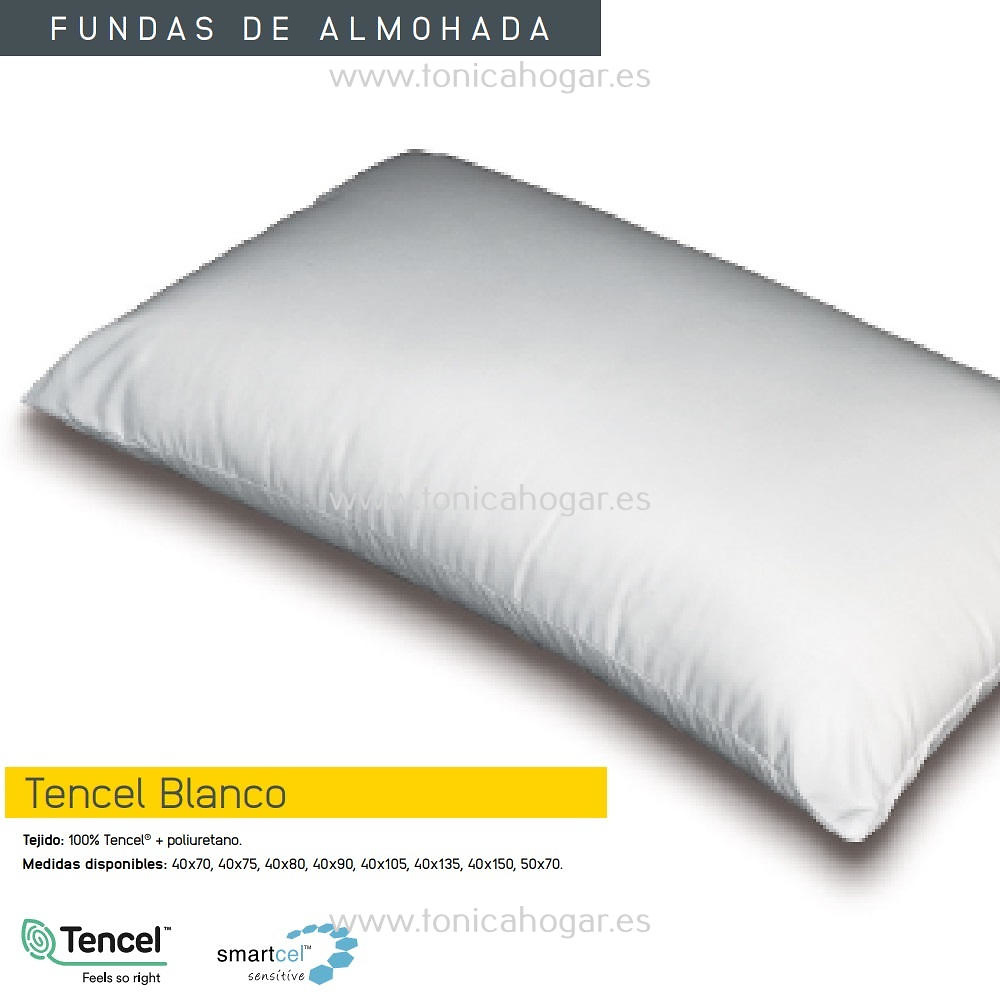 Funda Almohada Tencel de Mash Blanco 40x070 Blanco 40x075 Blanco 40x080 Blanco 40x090 Blanco 40x105 Blanco 40x135 Blanco 40x150 Blanco Funda Almohada 50x70 