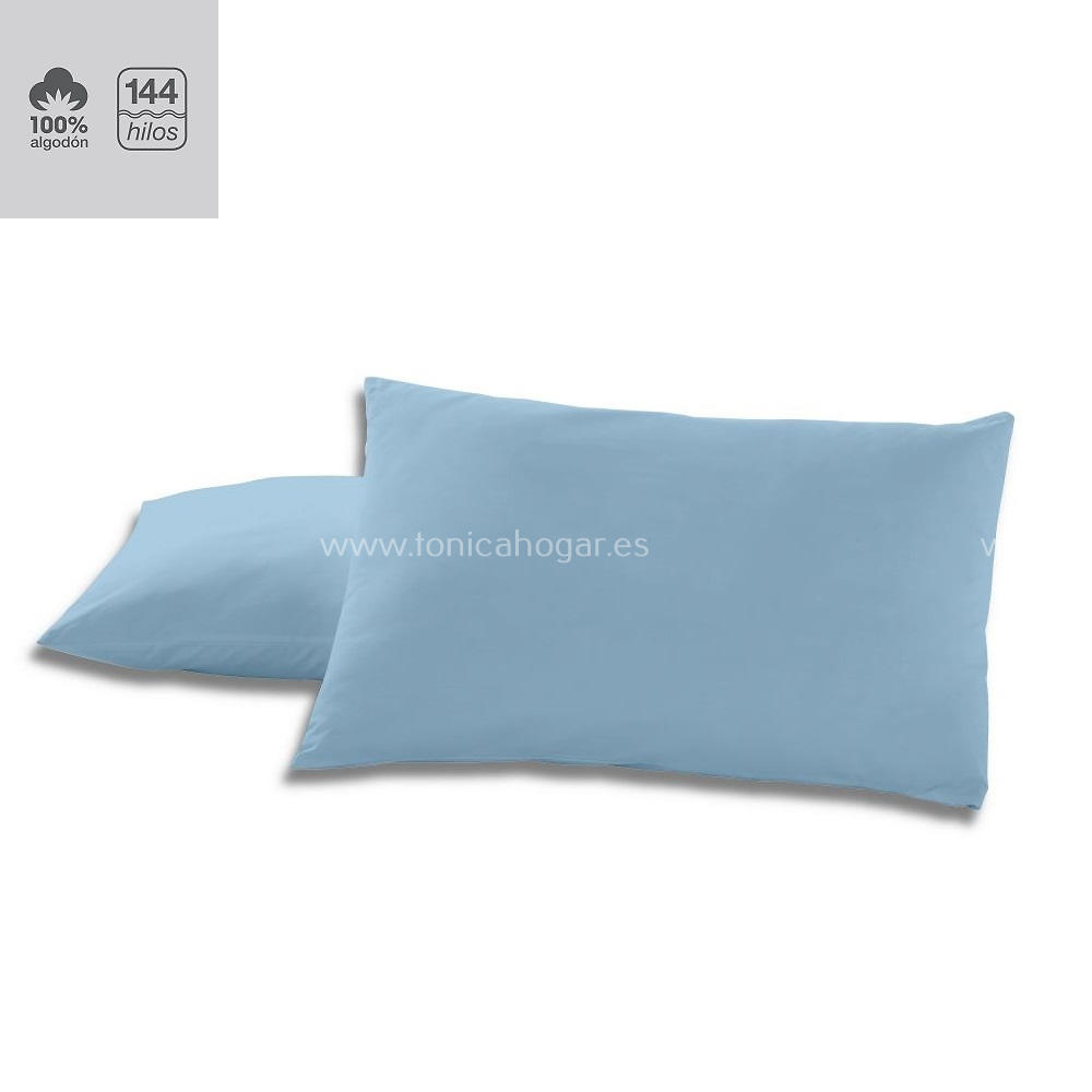 Fundas Almohadas Y Cojines Cala 100% Algodón de Es-Telia. 010 Celeste 2 Fundas Almohadas 075-080 (2 de 50x80) 