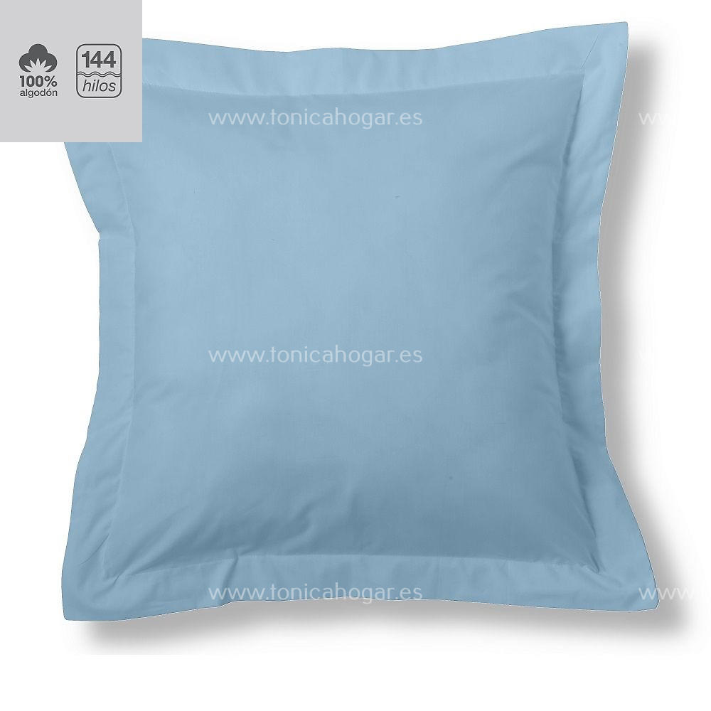 Fundas Almohadas Y Cojines Cala 100% Algodón de Es-Telia. 010 Celeste Funda Cojín Pestaña 55x55+5 