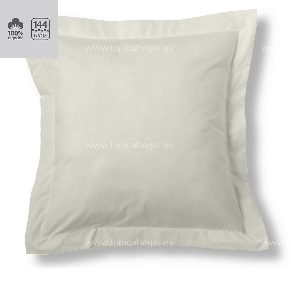 Fundas Almohadas Y Cojines Cala 100% Algodón de Es-Telia. 021 Crema Funda Cojín Pestaña 55x55+5 