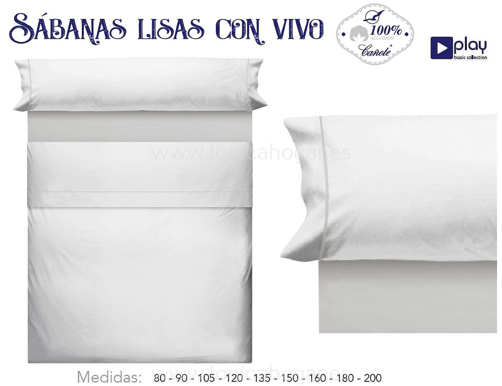 Comprar Juego Sabanas VIVO ALGODON Blanco-Piedra-Alg de Cañete online 
