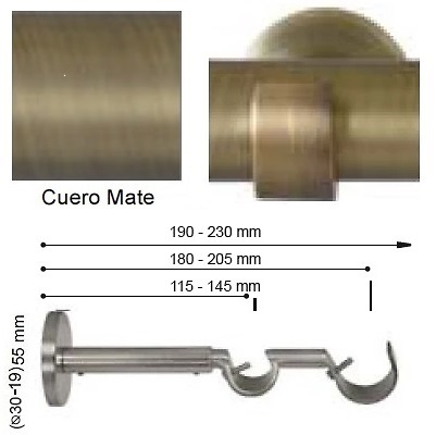 SOPORTE VARADERO EXTENSIBLE PARED DOBLE de ALTRAN Cuero Mate Diámetro 30/19 mm 