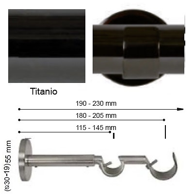 SOPORTE VARADERO EXTENSIBLE PARED DOBLE de ALTRAN Titanio Diámetro 30/19 mm 