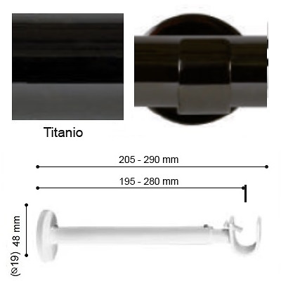 SOPORTE VARADERO EXTENSIBLE PARED EXTRA de ALTRAN Titanio Diámetro 19 mm 