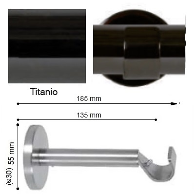 SOPORTE VARADERO EXTENSIBLE PARED de ALTRAN Titanio Díámetro 30 mm 