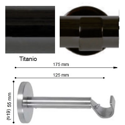 SOPORTE VARADERO EXTENSIBLE PARED de ALTRAN Titanio Diámetro 19 mm 