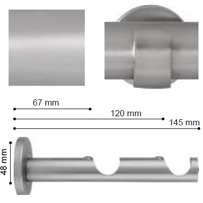 SOPORTE VARADERO PARED DOBLE de ALTRAN Plata Mate Diámetro 19/19 mm 